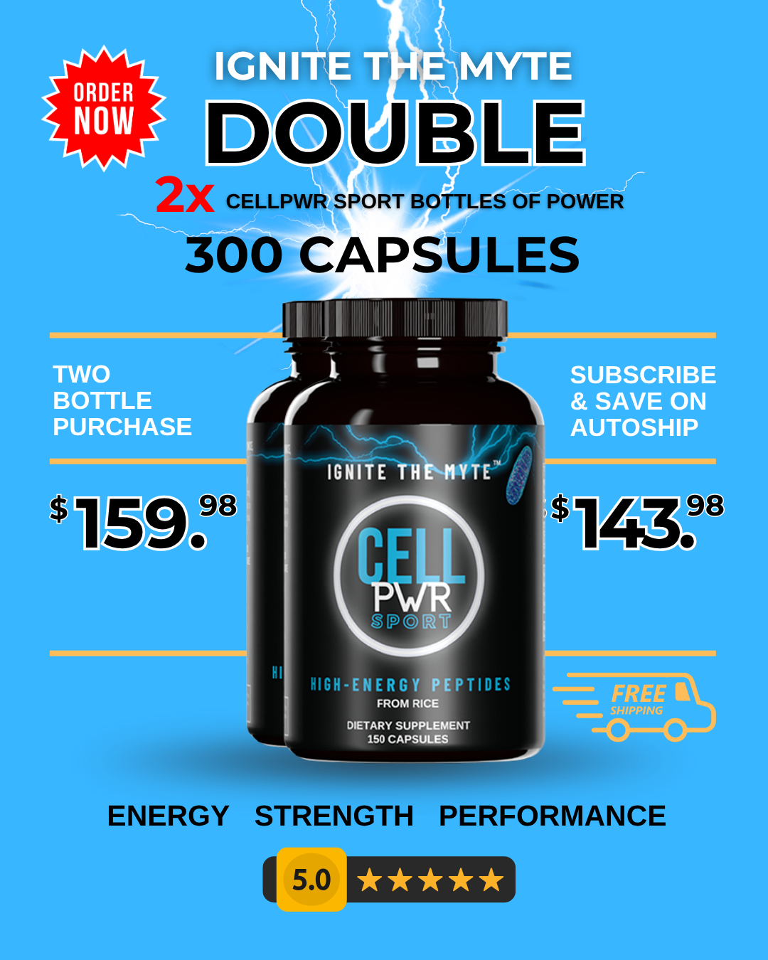 Pricing for a two pack of CELLPWR SPORT bottles.